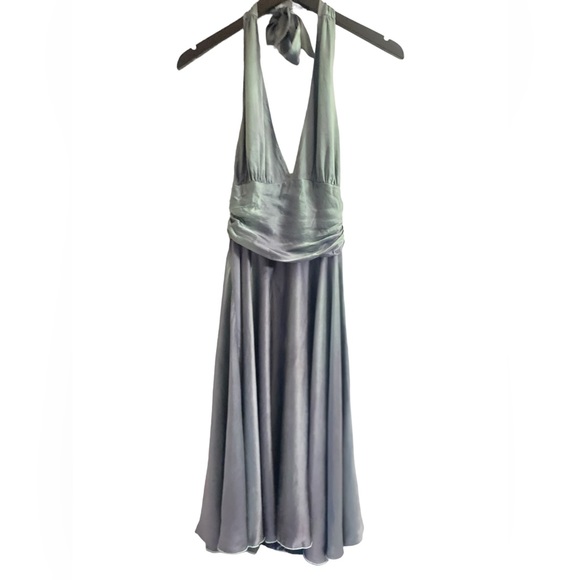 Rose & Lula 100% Silk Metallic Iridescent Marylyn Monroe Halter Dress Size 4 - Picture 7 of 16